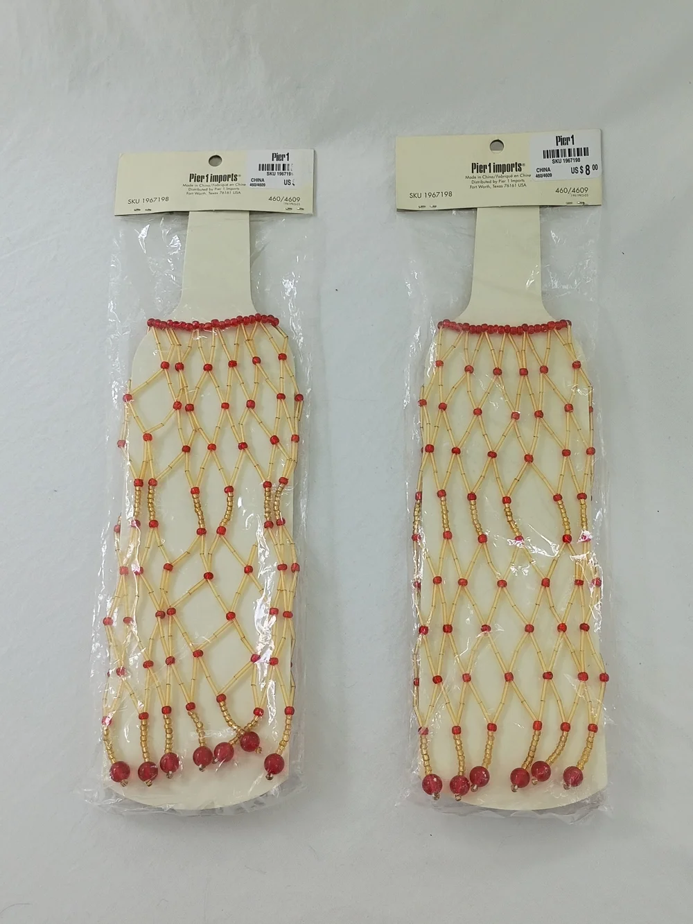 Two Beaded Wine Bottle Covers, Pier 1 Imports, NEW